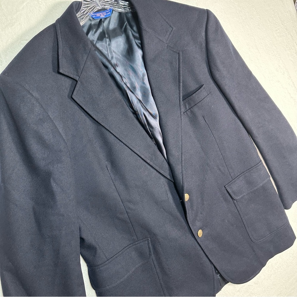 Vintage Pendleton Blazer Men's 46 Long Navy 100% Pure Virgin Wool Suit Jacket - Picture 2 of 9